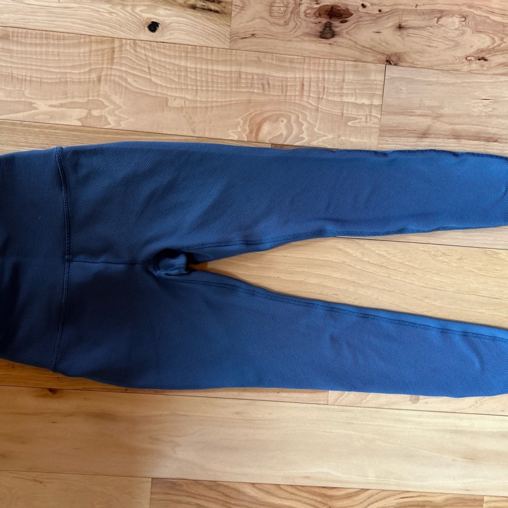 Blue Full Length High Waist Leggings with Gradient Design
